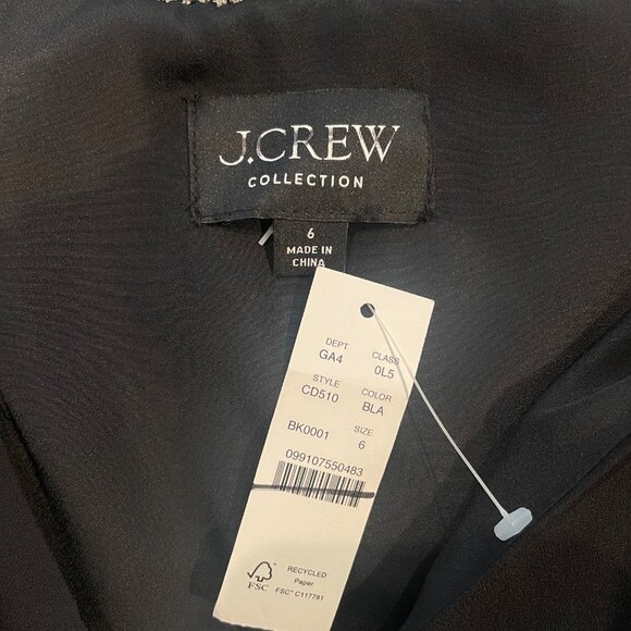 NWT J.Crew Collection Sz 6 Black Full-Length Embellished Ruched Dress CD510 - Picture 6 of 15